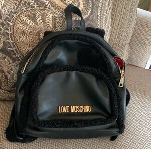 Love Moschino Black Backpack with Gold Accents